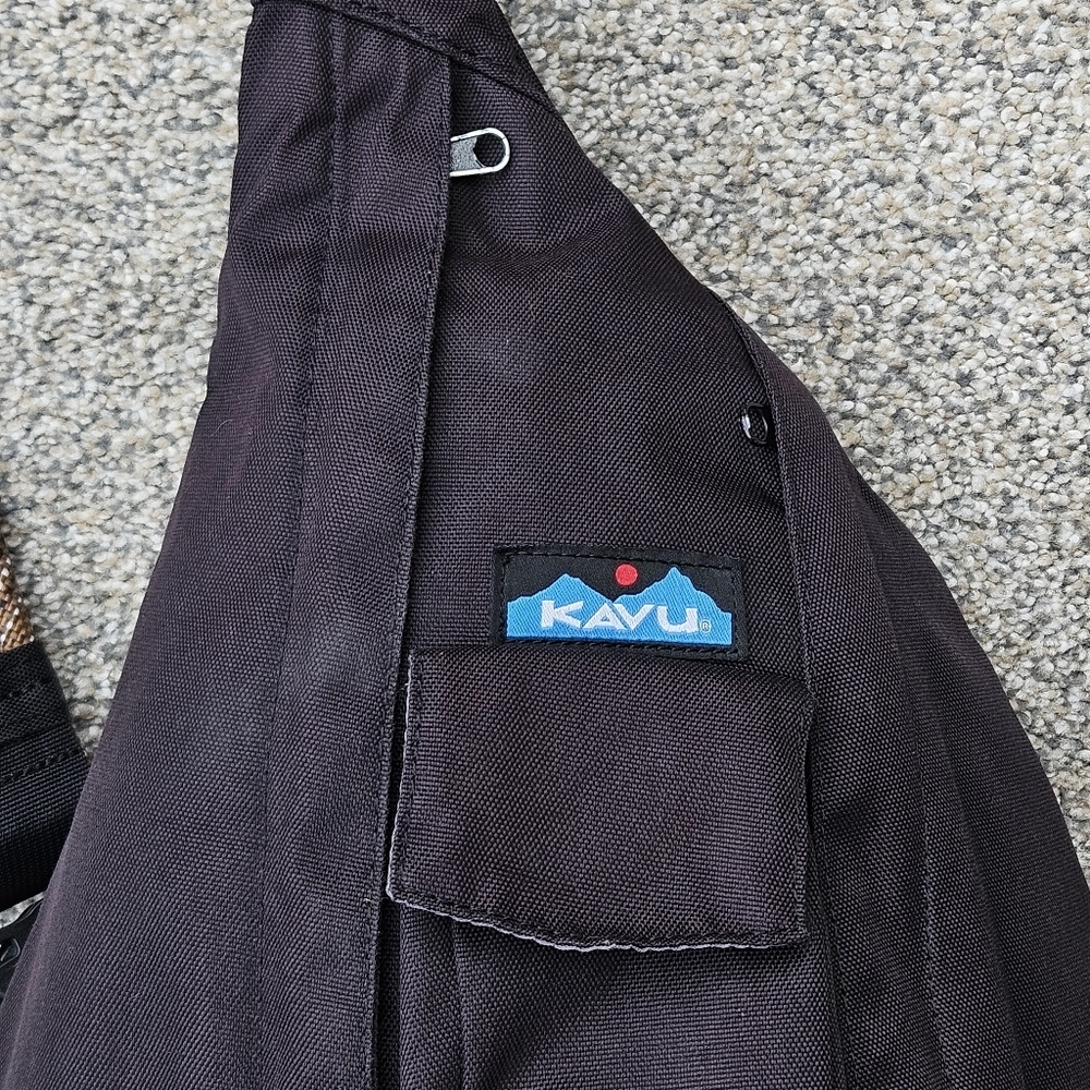 Kavu Rope Sling Bag Hiking One Shoulder Backpack Black Brown Travel Outdoor Bag - Picture 2 of 15